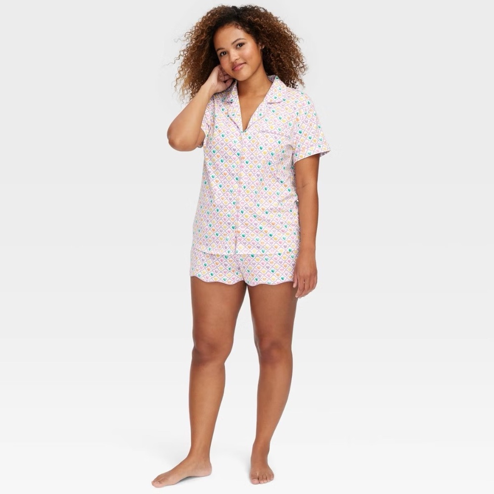 Target x Roller Rabbit Women's Geo Hearts Short Sleeves and Shorts Pajamas